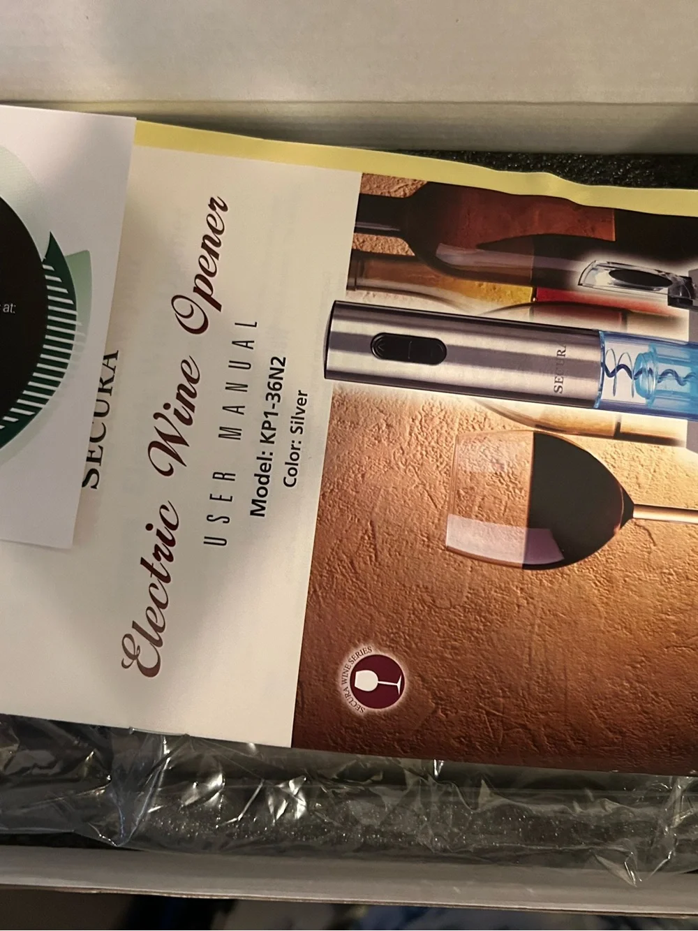 Secura Silver Electric Wine Opener - Cordless Rechargeable